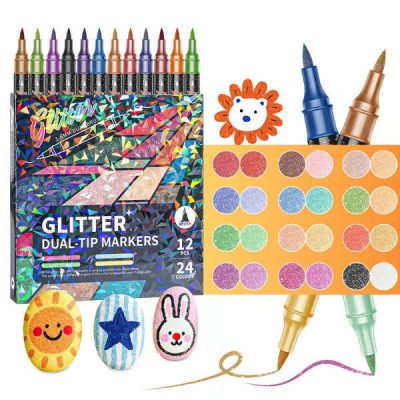 Marqueurs pailletés à double pointe (24 couleurs) | ARTGLITZ